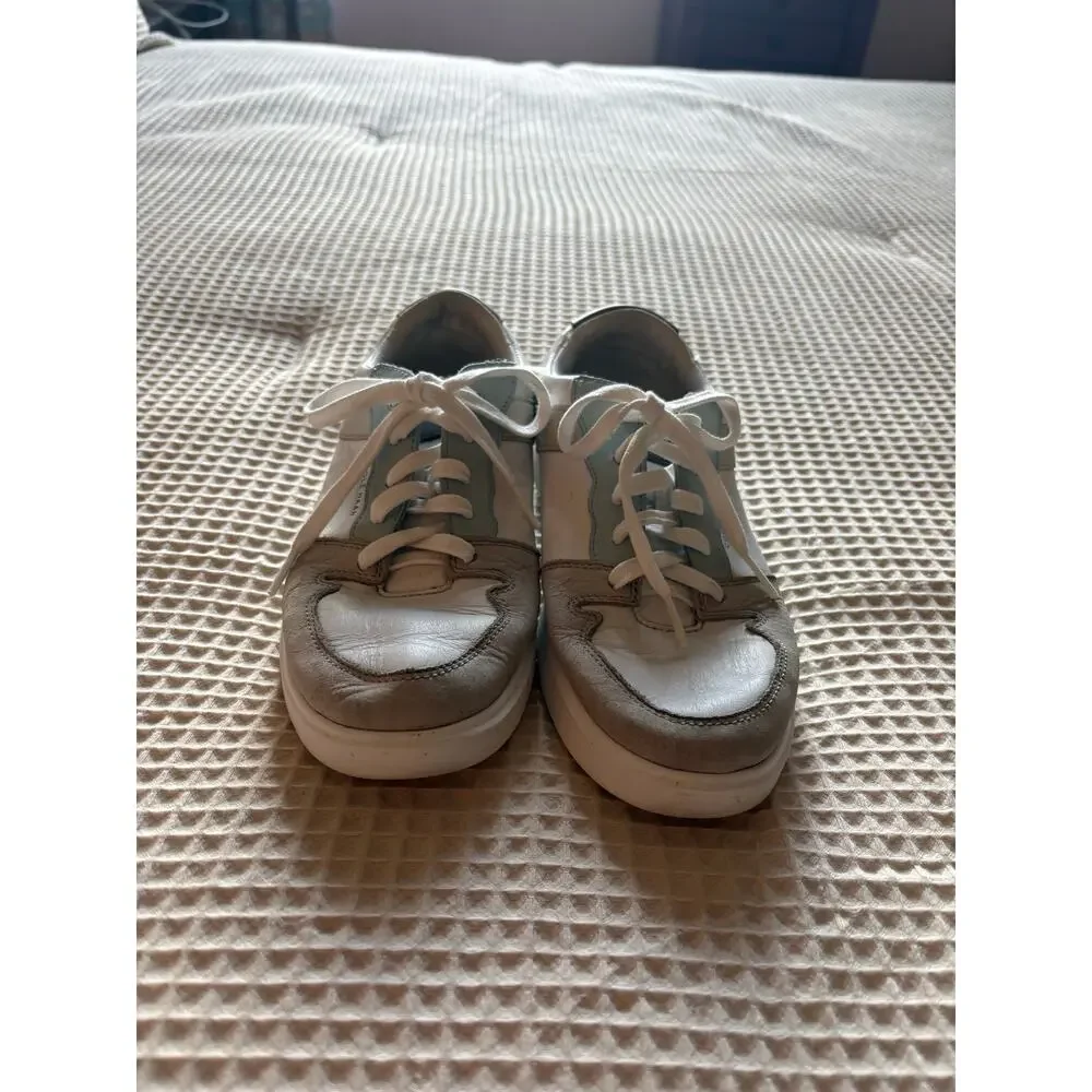 Cole Haan GrandPro Leather Sneakers White Gray Blue Size 7.5B